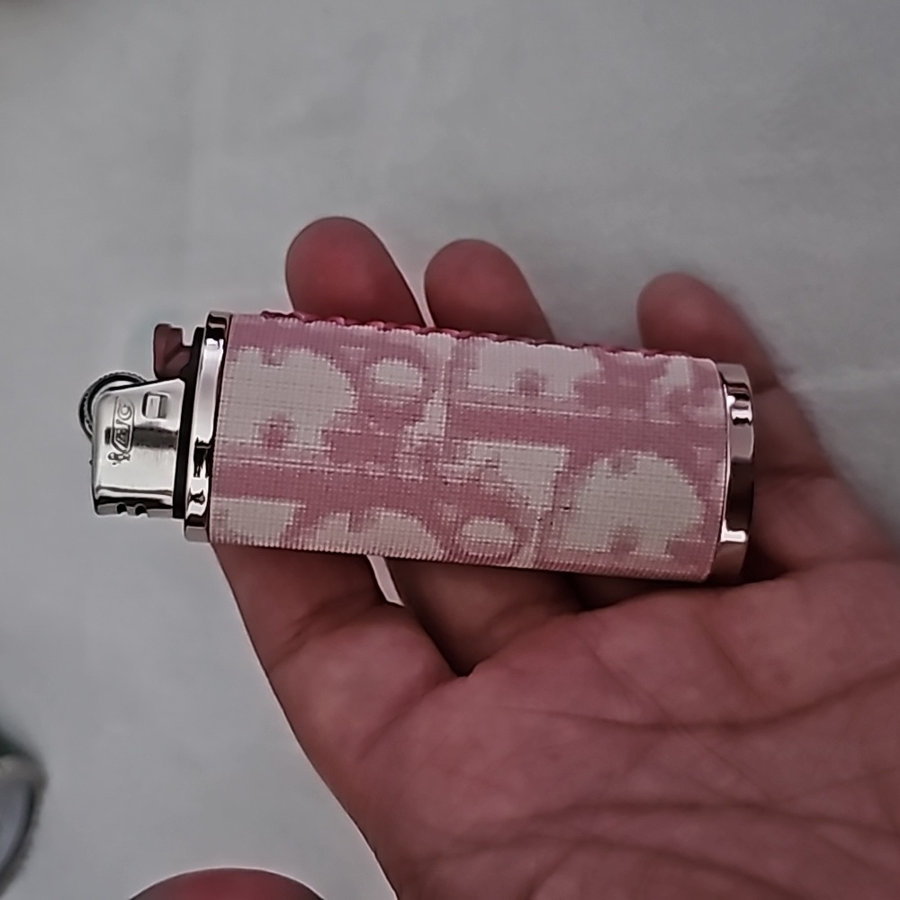 Dior Pink and Cream Logo-Print Lighter Cover